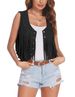 Aria Basics European And American Cross-Border Women's Short Tassel Vest Spring New Casual Comfortable Retro Design Button_ecoleips.com