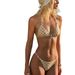Women's Sexy Polka Dot Bikini Set Adjustable Tied Triangle Top & Cheeky Bottom Swimsuit_ecoleips.com