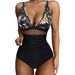 One-piece Mesh Spliced Swimsuit Female Sexy Tight High Waist Swimwear Backless Bikini_ecoleips.com