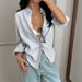 Women's Clothing Hot Girl Style Striped Button Small Shirt_ecoleips.com