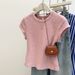 Korean Cotton Short Sleeve T-Shirt for Women Regular Fit Crewneck Solid Color Cropped Top Versatile Basic Tee for Daily Wear_ecoleips.com