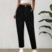 Women's Clothing Women's Jacquard Floral Straight Pants Summer Fashion Casual Pocket High Waist Casual Pants_ecoleips.com