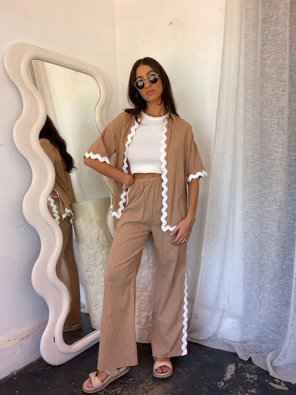 Women's Clothing Spring And Summer New Comfortable Casual Single Breasted Lace Stitching Trousers Shirt Jacket_ecoleips.com