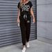 Women's Clothing Color Block Trim Casual Suit Simple Loose Fit Short Sleeve Spring Summer Autumn New_ecoleips.com