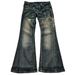Aria Basics European And American Cross-border Vintage Y2K Embroidered Flared Jeans For Women, Punk Dark Tribal Style Casual Pants,_ecoleips.com