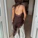 2026 Spring/Summer New Style Simulated Silk Lace Slit Inner With A Stylish Design And Elegant Satin Strap Dress_ecoleips.com