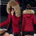 Women's Winter Padded Jacket With Faux Fur Collar, Slim Fit Short Coat, Warm Polyester Outerwear For Cold Weather_ecoleips.com