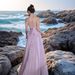 Women's Clothing V Neck Suspenders Female Purple Waist Slimming Niche Design Seaside Holiday Beach Dress_ecoleips.com