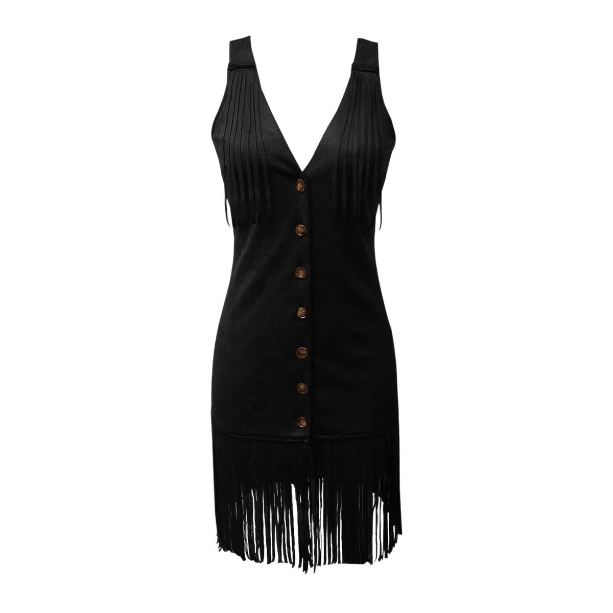 K New Women's Dress Sexy Deep V-strap Tassel Slim Fit Dress_ecoleips.com