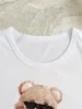 Cute Bear Print T-shirt Short Sleeve Crew Neck Casual Top For Summer & Spring Women's Clothing T Shirt Female Tops Streetwear_ecoleips.com