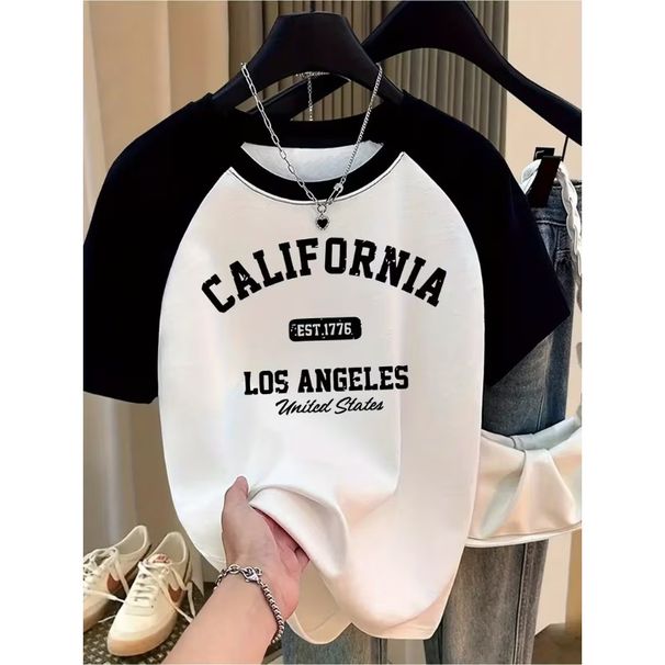 Women's California Graphic T-Shirt With Heart Design EST 1776 LOS ANGELES United States Print Casual T Shirt Graphic Y2k Tshirt_ecoleips.com