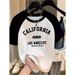 Women's California Graphic T-Shirt With Heart Design EST 1776 LOS ANGELES United States Print Casual T Shirt Graphic Y2k Tshirt_ecoleips.com