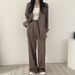 Spring Autumn Casual High-Waisted Draped Wide-Leg Suit Set For Women With Button-Down Jacket Lapel Outerwear_ecoleips.com