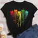 European And American Cross-border Foreign Trade Wholesale Clothing Colorful Heart Print Round Neck Plus Size_ecoleips.com