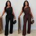 Women's Casual Off-Shoulder Sleeveless Jumpsuit C7578 Wide Leg Fashion_ecoleips.com