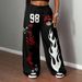 Women's Clothing Versatile Printed Long Pants Loose Waist Cinching Trendy Street Fashion_ecoleips.com