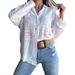 Women's Clothing Russian Women's Crochet Embroidered Long Sleeved Collared Shirt Top Spring Summer Autumn For Formal & Casual_ecoleips.com