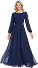 Elegant Chiffon Bridesmaid Dress - Long Sleeve Formal Evening Gown For Women Sexy & Classy Floor-Length Wedding Party Dress_ecoleips.com