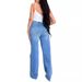 2022 Women's Ripped Denim High Waist Loose Straight Wide-Leg Draped Floor-Length Pants_ecoleips.com