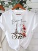 European And American Cross-border Foreign Trade Clothing, Eiffel Tower Bicycle Print Round-neck Short-sleeve Women's_ecoleips.com