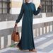 2025 Spring Summer New Sleeve Ruffled Stand Collar Muslim Robe Conservative Women's Long Dress_ecoleips.com