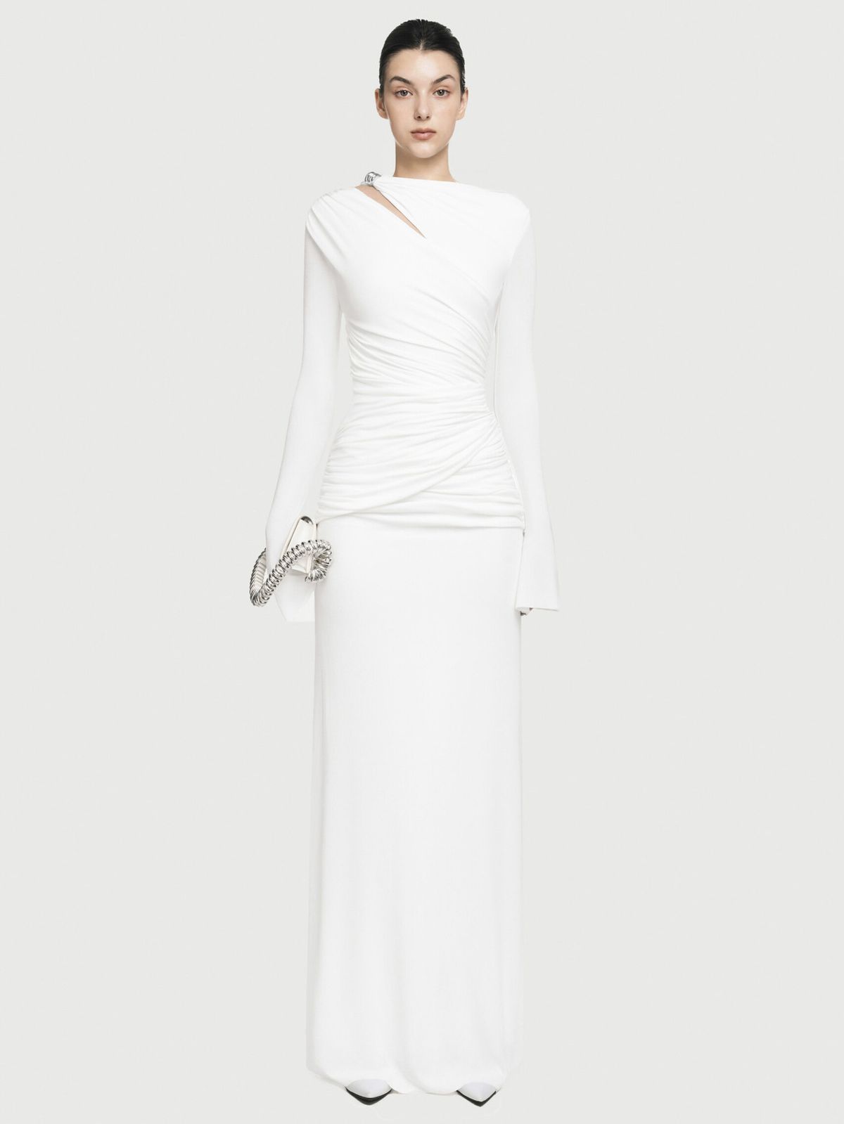 Women's Clothing Stylish And Elegant Long Sleeved Pleated Waist Elegant High-Waist Ruffle Dress – Long Sleeve A-Line, Wrinkle-Free (S-L, 5 Colors)_ecoleips.com