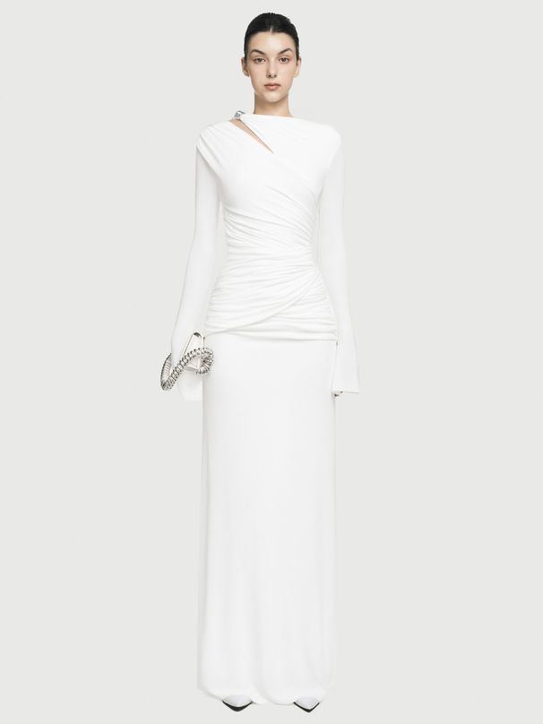 Women's Clothing Stylish And Elegant Long Sleeved Pleated Waist Elegant High-Waist Ruffle Dress – Long Sleeve A-Line, Wrinkle-Free (S-L, 5 Colors)_ecoleips.com