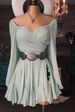 European And American Style Women's Long Sleeved Pleated Dress Solid Color Mesh Strapless Independent Website 2026 Fashion_ecoleips.com