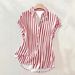 Women's Summer Striped Shirt Short Sleeve Elegant Loose Fitting Versatile Fashionable Top_ecoleips.com