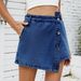 Women's Clothing Summer Washed Button Decoration Irregular Denim Skirt Pants_ecoleips.com