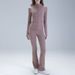 Sleek High-Performance Yoga Set – Nylon-Spandex Zip Jacket & Flared Leggings For Pilates & Studio Flow_ecoleips.com