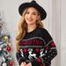 Women's Knit Sweater Fall Christmas Deer Pattern Loose Fit Round Neck Long Sleeve Pullover Top_ecoleips.com