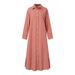 Women's Casual Plus Size Women's Dress Cotton And Linen Shirt Long Skirt Casual Long-sleeved Cardigan Dress_ecoleips.com