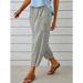 High Waisted Buttoned Cotton Linen Pants For Women Loose Fit Cropped Wide Leg Style From Europe And America_ecoleips.com