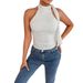 New Summer Sleeveless Top, Open Button Backless Neck Strap Tight Women's T-shirt_ecoleips.com
