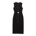 Cross-Border Women's Round Neck Spring New European And American Style Belted Sexy Sleeveless Midi Dress_ecoleips.com