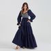 Women's Hot-Selling Long Sleeve Ruched Layered Ruffle Hem Maxi Dress_ecoleips.com