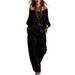 Summer Casual Women's Linen Top And Wide Leg Pants Set Three Quarter Sleeve Relaxed Everyday Wear Versatile Comfortable Feshion Trend_ecoleips.com