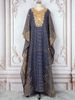 Women's Muslim Robe Fashion Embroidery Beaded Neck Flower Swing Two-piece Dress_ecoleips.com