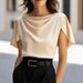Women's Satin Short Sleeve Shirt - Breathable & Stylish Blouse For Summer & Office Wear_ecoleips.com