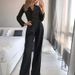 Women's long skirt jumpsuit slanted placket mid-waist temperament commuting jumpsuit_ecoleips.com