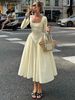 Hugcitar Elegant Plaid Print Long Sleeve Pleated Sexy Slim Midi Dress Autumn Women Fashion Clothes Birthday Party Festival_ecoleips.com