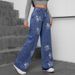 Women's Jeans Autumn New Flower Hot Diamond Loose Straight Trousers JEANS Trendy Brand_ecoleips.com