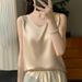 Silk Satin 2026 Spring-summer New Women's Pullover Short Top, Sleeveless Vest, Round Neck Camisole, Solid Color Inner_ecoleips.com