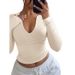 Women's Clothing High End Y2k Slim Fashion Pure Desire Style Half Zip Top T Shirt_ecoleips.com