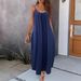 Women's Clothing Casual Dress Solid Color Suspenders Ladies Dress_ecoleips.com
