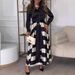 New European And American Cross-border Foreign Trade Autumn Women's Long Elegant Tie-dye Printed Patchwork Dress_ecoleips.com