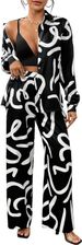 Women's Fashion Printed Two Piece Set Casual Shirt And Wide Leg Pants Spring/Autumn Full Length Polyester Clothing_ecoleips.com