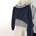 American-style Long-sleeve Off-shoulder Embroidered Striped Sweatshirt For Women, Spring Autumn Korean Version Two-piece_ecoleips.com