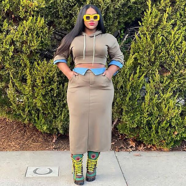 Women's Clothing casual hooded long sleeved sweatshirt denim splicing slit skirt suit_ecoleips.com